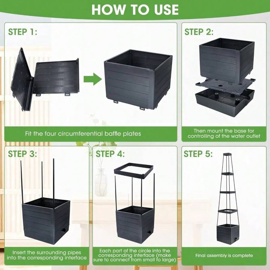 Raised Garden Bed Planter Box With Trellis, 58" Tomato Cage Planter