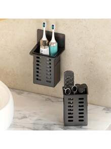 1 Giá để bàn chải đánh răng treo tường, Giá để đồ phòng tắm, Hộp đựng kem đánh răng & bàn chải đánh răng đa năng trong phòng tắm, Phụ kiện phòng tắm - 1 giá đựng đồ màu đen - Xem 6