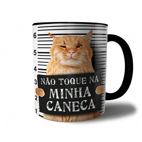 Xícara "Não Toque no Meu Gato" - Filhote de Gato Amarelo Irritado, Xícara de Gato Mau, Presente Premium de Qualidade Cerâmica para Tutores de Animais de Estimação,