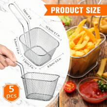 1/5 Pieces Mini Square Fry Basket Steel French Fry Chip Basket Food Baskets For Serving Stainless Steel Fry Basket With Handle Reusable Fries Holder Mini Deep Fryer With Basket For Home Decor