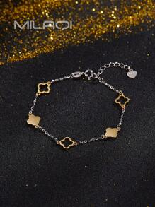 1 chiếc vòng tay phối màu cỏ ba lá bằng bạc Sterling 925 đơn giản và thanh lịch, phong cách độc đáo dành cho nữ, phụ kiện đeo tay thời trang cho ngày lễ tình nhân - cỏ bốn lá - Xem 4