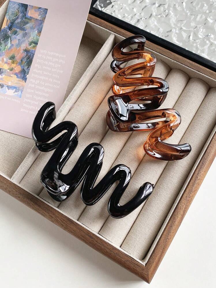 3 peças/2 peças Grampos de Cabelo Elegantes com Estampa de Leopardo Ondulado para Mulheres, Adequados para Coque, Trança, Penteado Diário, Encontros, Férias, Festas, Transporte, Grampos de Cabelo para Casa, Acessórios de Cabelo para Escola, Faculdade, Outono e Inverno para Mulheres - Multicolorido - Visão 4