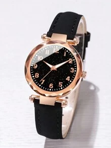 5pcs/Set Children's Fashion Leather Strap Quartz Watch & Jewelry Gift Set, Great For Back To School