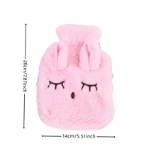 Calentador de manos de peluche con conejo entrecerrado los ojos, removible y lavable, bolsa de agua caliente rellena de agua - Multicolor - Ver 2