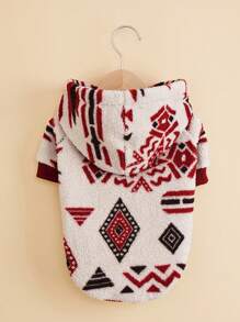 1pc Geometric Totem Pet Clothing, Fleece Hoodie Sweatshirt For Cat And Dog, INS Style, Autumn/Winter