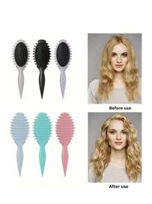 1 pieza Cepillo de peinar con punta curvada, el cepillo rizado definitivo para el cabello rizado de hombres y mujeres, reduce el tirón y la separación del rizo, perfecto para estudiantes universitarios, regalos para la escuela secundaria, para cualquier tipo de cabello, peinado. - Multicolor - Ver 1