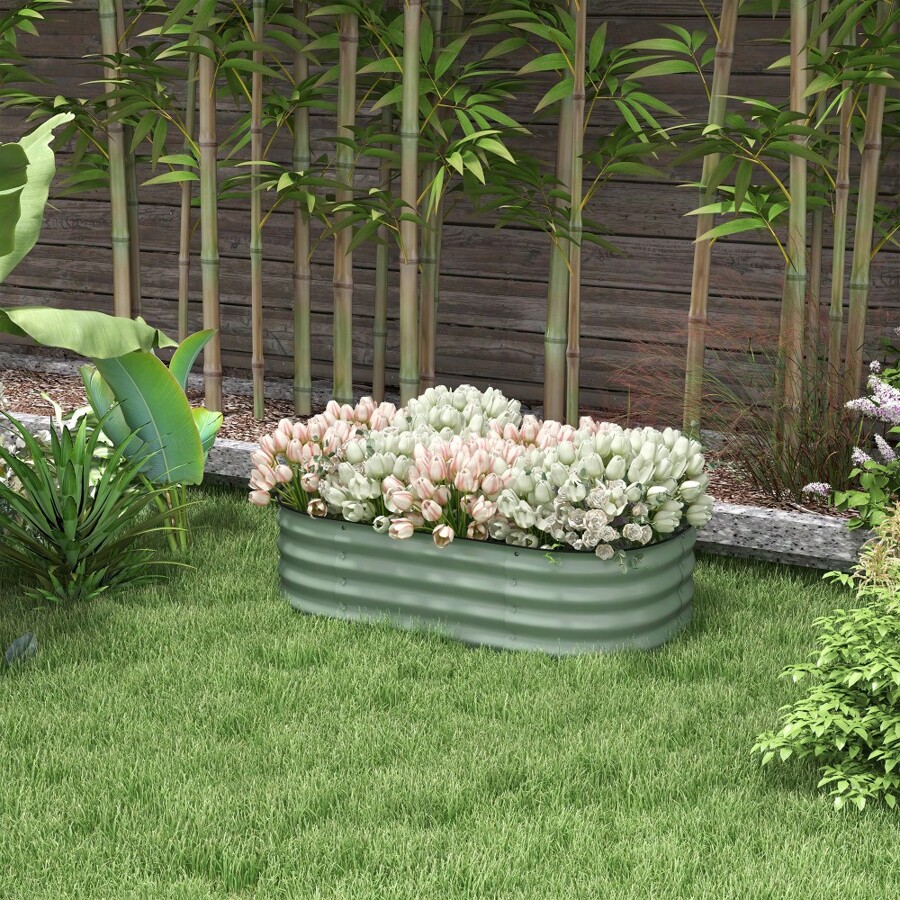 Outsunny 3.4' X 2' X 1' Galvanized Raised Garden Bed Kit, Outdoor Metal