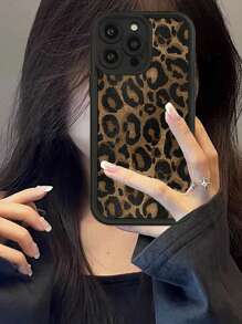 Minimalist Premium Black Leopard Print Phone Case With Wrist Strap Compatible With IPhone 18 Pro Max/18 Pro/18/17 Pro Max/17 Pro/17 Air/17/16 Pro Max/16/16 Pro/16 Plus/16e/15/15 Plus/15 Pro/15 Pro Max/11/12/13/14 Pro Max/XS/XR/11 Pro/11 Pro Max/12 Pro/12 Pro Max/13 Pro/13 Pro Max/7 Plus/14 Pro/14 Pro Max/14 Plus/7 Plus/8 Plus/8/SE2/16 Pro Max/16/16 Pro/16 Plus/13 Mini/12 Mini Soft Thick Anti-Drop - Black Leopard Print - View 6