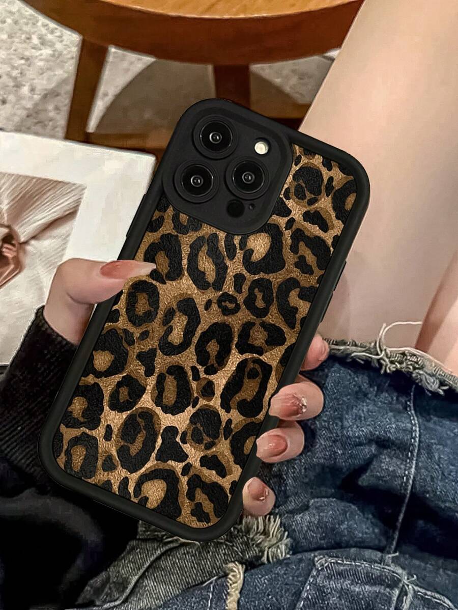 Minimalist Premium Black Leopard Print Phone Case With Wrist Strap Compatible With IPhone 18 Pro Max/18 Pro/18/17 Pro Max/17 Pro/17 Air/17/16 Pro Max/16/16 Pro/16 Plus/16e/15/15 Plus/15 Pro/15 Pro Max/11/12/13/14 Pro Max/XS/XR/11 Pro/11 Pro Max/12 Pro/12 Pro Max/13 Pro/13 Pro Max/7 Plus/14 Pro/14 Pro Max/14 Plus/7 Plus/8 Plus/8/SE2/16 Pro Max/16/16 Pro/16 Plus/13 Mini/12 Mini Soft Thick Anti-Drop