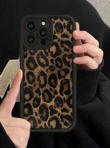 Minimalist Premium Black Leopard Print Phone Case With Wrist Strap Compatible With IPhone 18 Pro Max/18 Pro/18/17 Pro Max/17 Pro/17 Air/17/16 Pro Max/16/16 Pro/16 Plus/16e/15/15 Plus/15 Pro/15 Pro Max/11/12/13/14 Pro Max/XS/XR/11 Pro/11 Pro Max/12 Pro/12 Pro Max/13 Pro/13 Pro Max/7 Plus/14 Pro/14 Pro Max/14 Plus/7 Plus/8 Plus/8/SE2/16 Pro Max/16/16 Pro/16 Plus/13 Mini/12 Mini Soft Thick Anti-Drop - Black Leopard Print - View 5