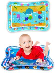 1入兒童水墊遊戲墊，充水式兒童爬行墊，適用於3至6歲兒童，增強寶寶肌肉，攜帶方便 - 薄荷藍 - 查看 2