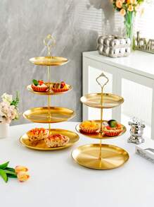 1pc 2/3 Tier Stainless Steel Cupcake Stand, Reusable Dessert Tray, Juice & Candy Display Rack For Christmas, Wedding, Birthday Party, Baby Shower Decoration - Silver