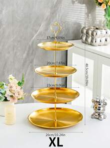 1pc 2/3 Tier Stainless Steel Cupcake Stand, Reusable Dessert Tray, Juice & Candy Display Rack For Christmas, Wedding, Birthday Party, Baby Shower Decoration - Silver