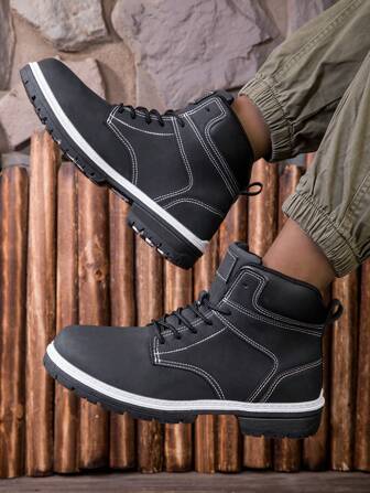 Men's Fashionable Versatile High-Top Outdoor Work Shoes