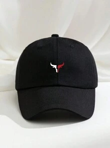 1 pièce Casquette de baseball unisexe avec imprimé minimaliste de tête de taureau, chapeau de soleil, chapeau de sport décontracté pour homme et femme, adapté aux déplacements quotidiens