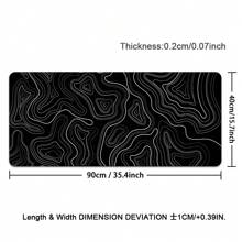 Topographic Contour Gaming Mouse Pad Large XXL Long Extended Pads Big Mousepad Keyboard Black Mouse Mat Desk Pad With 2mm Non-Slip Base And Stitched Edge For Gaming Office Home
