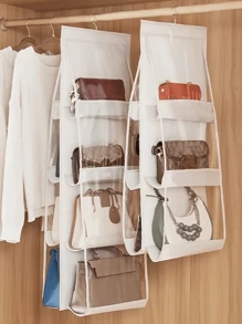 1 pezzo/2 pezzi Organizer salvaspazio con 1/6/8 scomparti, organizer multistrato portatile per borse e borsette da appendere nell'armadio, supporto per borse, design pieghevole per una facile conservazione quando non in uso, facile da trasportare, organizer per portafogli, scaffale per borse, forniture scolastiche, accessori scolastici, decorazione per la stanza, decorazione per la casa, organizer per studenti universitari, adatto per camere da letto, soggiorni, corridoi, armadi o scaffali, ecc.