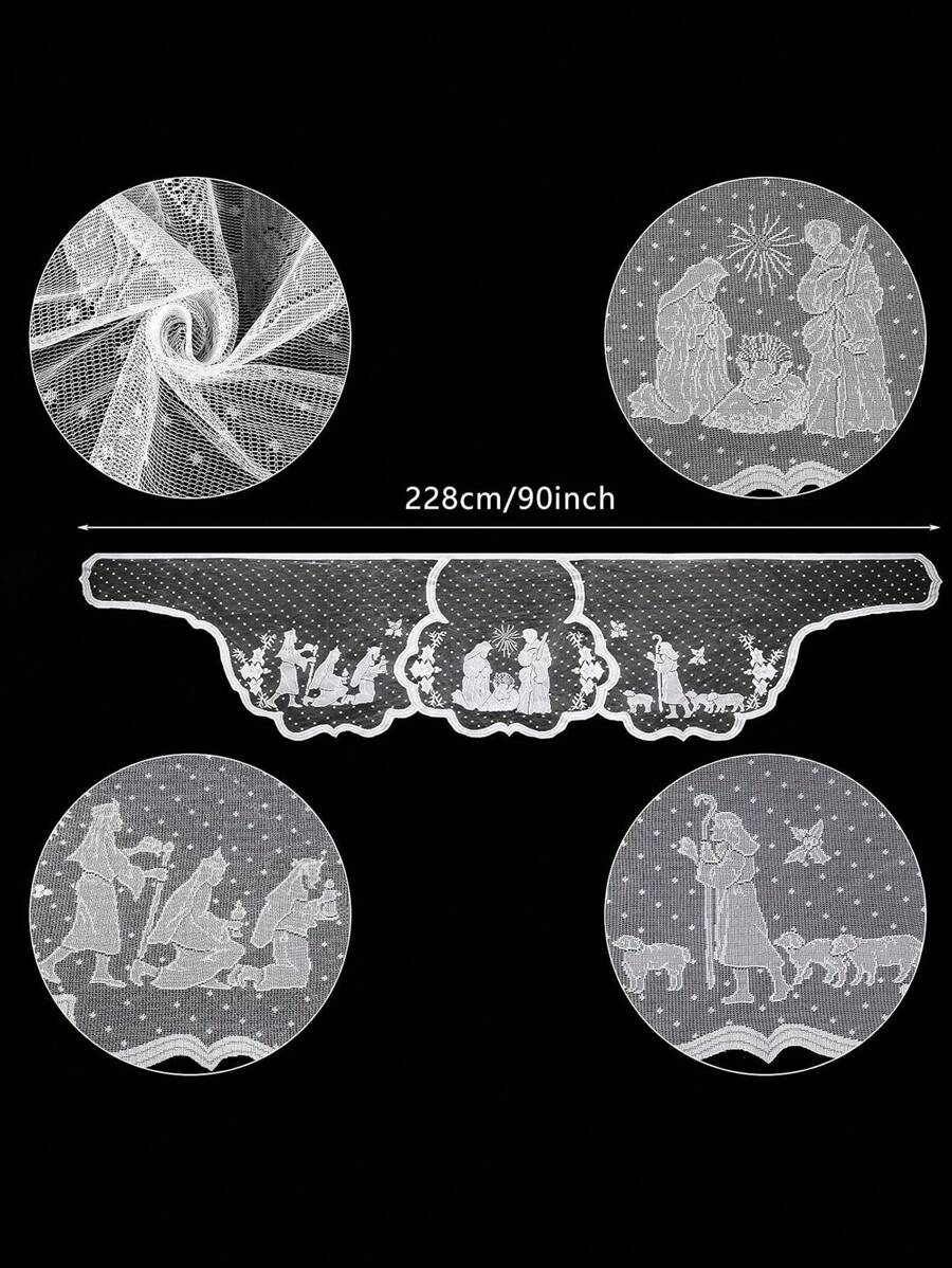 Christmas Fireplace Mantel Centerpiece Fireplace Scarf White Lace Jesus