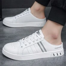 大码男士休闲一脚蹬乐福鞋，舒适透气穆勒凉鞋木屐，适合散步、度假、情人节穿着 - 銀 - 查看 12