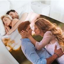 1 件可定制法兰绒毯子/披肩，可定制万圣节、圣诞节等温馨家庭场景，适用于床、沙发、露营，在寒冷的冬天或空调房间提供极大的舒适感，有 7 种尺寸可供选择，一面定制设计，一面白色羊毛 - 彩色 - 查看 3