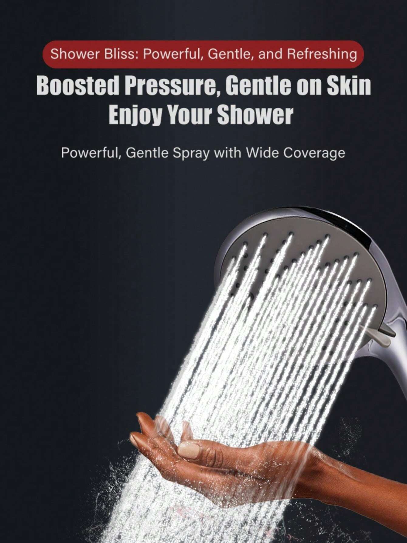 2Way Switch HandHeld Plated Shower Head With 3 Spray Functions