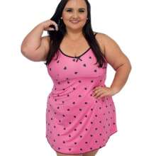 Kit With 2 Plus Size Nightgowns Sexy Printed Pajamas Sleepwear Sexy Dress Extra Large - 彩色 - 查看 2