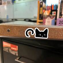 1PC, 3 Inch Removable Outdoor Waterproof Vinyl Durable Creative Gift Cute Pet Black Cat Stickers Mirror Decoration With A Cat Pattern Small Sticker Cute Cat Sticker Peeking Cat Sticker Cat Tail Sticker Kawaii Cat Sticker Halloween Decorations Suitable For Laptops, Tablets, Cell Phone Cases, Diaries, Planners, Desks, School Bags - 3*1.38 Inches - View 11