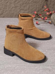 Giày bốt mùa đông đa năng Avant-Garde thời trang nữ - Màu trơn phong phú, gót mềm và dày, khóa kéo phía sau dễ dàng, đế cao, mũi nhọn thoải mái - Phong cách hoàn hảo cho thời tiết lạnh - Màu Khaki - Xem 6