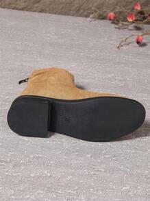 Giày bốt mùa đông đa năng Avant-Garde thời trang nữ - Màu trơn phong phú, gót mềm và dày, khóa kéo phía sau dễ dàng, đế cao, mũi nhọn thoải mái - Phong cách hoàn hảo cho thời tiết lạnh - Màu Khaki - Xem 8