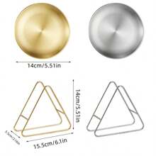 6 pièces Set d'assiettes en acier inoxydable de style coréen avec rack, plat rond peu profond pour barbecue, pot-au-feu, restaurant, assiette à en-cas d'os. Cadeau de Noël, fournitures scolaires