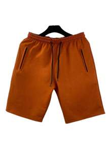 COSTE MODAS Adult Men's Sweatshirt Shorts With Zipper Bags - 巧克力棕 - 查看 1