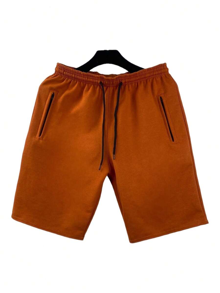 COSTE MODAS Adult Men's Sweatshirt Shorts With Zipper Bags - 巧克力棕 - 查看 1