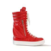 Zapatillas de moda de caña alta con cordones, zapatos de calle con bolsillo lateral, Racer-1 - Rojo - Ver 3
