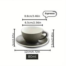 1 Set Vintage Style Ceramic Coffee Cup & Saucer Set, 10.14 Oz - Perfect For Espresso, Cappuccino And Latte Art, Dishwasher Friendly, Back To School - Multicolor - View 9