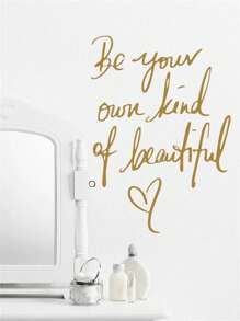 1pc English Lettering 'beautiful' Wall Sticker For Bedroom, Studio Or Dormitory Background Wall Decoration, Stickers, Wall Decal, Vinyl Decal For Home Decorations, Spring Decoration Items Refresh Your Home, Rama Decoration Stickers Gifts Birthday Graduation