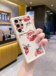 1pc Red Lip Camera Shock-Resistant Phone Case Compatible With Apple/Galaxy/Infinix/Redmi/OPPO/VIVO/Realme/