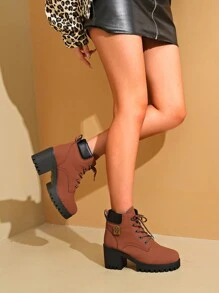 中跟靴时尚防滑防水轻便韩版女2024新款秋冬保暖内衬靴 - 咖啡棕 - 查看 6