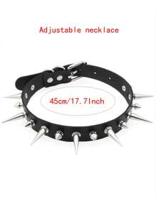 Colares de Rebite Góticos para Mulheres, Colar de Halloween para Meninas "E" Sombrias, Colar Gargantilha Fashion Punk de Couro PU com Vários Picos Colar Gargantilha Anel de Pescoço Joias Masculinas