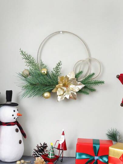 1pc Artificial Flower, Pine Needle And Cypress Wreath Decor - Home Front Door, Outdoor Corridor Decoration, Scene Decor, Holiday Supplies, Table Decoration,Centerpieces,Artificial Flowers,Plastic Flowers Home Decor Christmas Decorations Room Decor Christmas