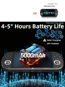 1280*720 High-Resolution Smart Pro Handheld Game 5+Hours 5000 MAh ConsoleHD 4.96 Inch, 64G 12000+ Retro Handheld Video Games Consoles Built-In Rechargeable Battery Portable Style Hand Held Game Consoles System Black - Multicolor - View 3
