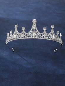 Diadème de couronne élégant, design en forme de tour en fer, convient pour les mariages, les fêtes, les accessoires de mariée, le serre-tête de princesse, couronne en alliage de cristal pour femmes, style européen et américain pour l'anniversaire, le mariage, la séance photo - Multicolore - Voir 3