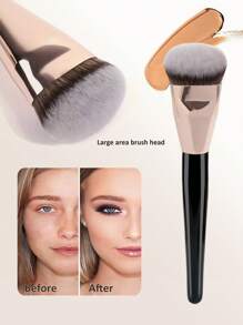 1pc Powder Foundation Brush, Liquid Foundation Brush, Ultra Soft, Professional Makeup Tool, Suitable For Daily Facial Makeup - Black - View 2