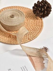 1 Cuộn Vải Bố Tự Nhiên Với Ruy Băng Vải Bố Dùng Để Gói Quà Sự Kiện Đám Cưới Tiệc Nơ Trang Trí Nhà Thủ Công - Màu Khaki - Xem 5