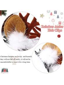 1 套/2 件-圣诞鹿角发夹，圣诞驯鹿鹿角发夹，可爱鹿角发饰，节日头饰，圣诞节 - 彩色 - 查看 6