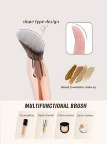 1pc Powder Foundation Brush, Liquid Foundation Brush, Ultra Soft, Professional Makeup Tool, Suitable For Daily Facial Makeup - Black - View 3