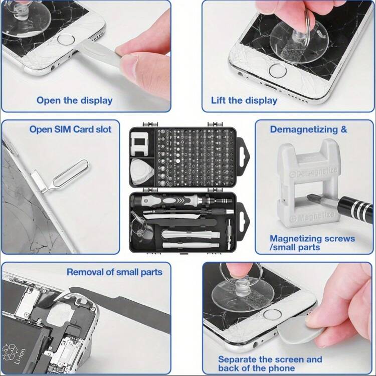 1 套 115 合 1 螺丝刀套件，铬钒钢螺丝刀，多功能精密螺丝刀工具，适用于 iPhone、平板电脑、设备、手表、家庭维修 - 彩色 - 查看 6