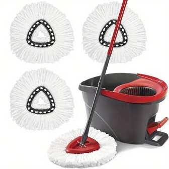 1pc Refill Head For Swivel Mop: White Ultra-Fine Fiber Pad, Highly Efficient Floor Cleaning, Suitable For Living Room, No Batteries Required