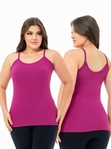 Kit 3 Basic Women's Tank Tops With Thin Straps - 黑色 丁香 紫紅色 - 查看 2