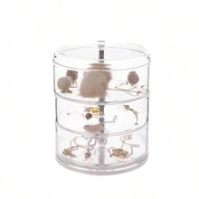 1 Stück drehbarer Schmuckaufbewahrungskasten, transparenter Kasten für Ohrringe, Haarclips, Haarband Accessoires, geeignet für Accessoires & Schmuck zum Schulbeginn
