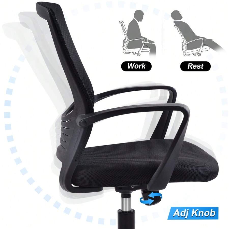 Mesh Computer Office Chair Mid Back Swivel Desk Chair With Height